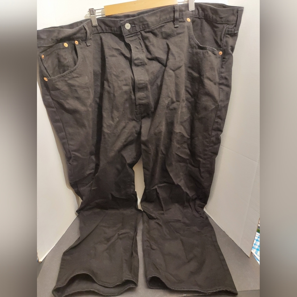 Levis 501 Button Fly Straight Leg Big & Tall Mens Size 58 Black Denim 58x32